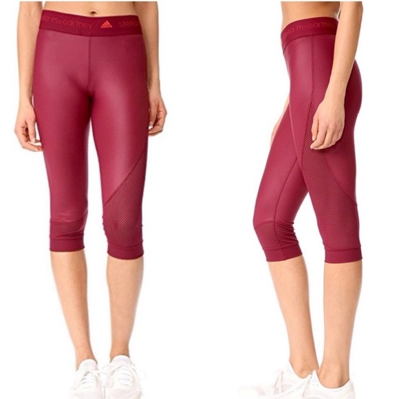 Adidas x Stella McCartney Maroon Capri Leggings Size Small - Picture 1 of 8